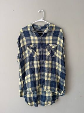 Rails x Free People Yellow Blue Sleeveless Flannel